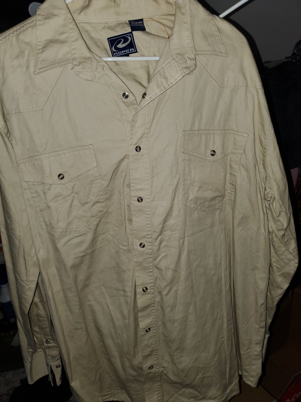 Roper Men's Cream Long-Sleeve Snap Western Shirt
